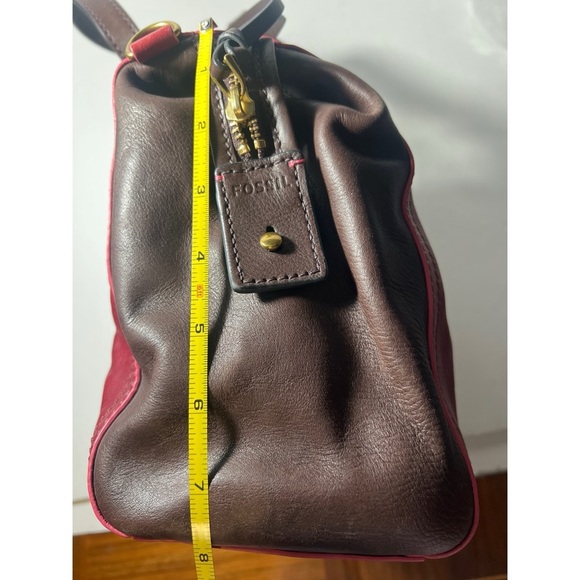 Fossil Red and Brown Leather Handbag with Key Charm - Picture 8 of 9